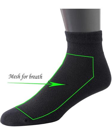 Yomandamor Men's 5-Pack Coolmax Diabetic Ankle Socks - Seamless Toe, Size 10-13, Black - Buy Online on GoSupps.com