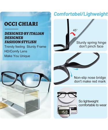 OCCI CHIARI Blue Light Blocking Reading Glasses for Men - A-Black 1.5x Computer Readers | Protect Your Eyes and Enhance Vision - Buy Online on GoSupps.com
