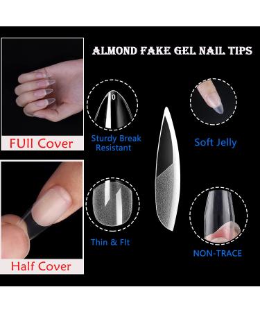 Magic Armor Almond Fake Gel Nail Tips - 120pcs Medium French Design Clear Full Cover Almond Press on Nails with Nail Glue - DIY Nail Salon Extension Kit - Buy Online on GoSupps.com