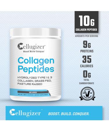 Cellugizer Collagen Peptides - Hydrolyzed Type 1 & 3 Collagen Powder Protein Supplement | Grass Fed Unflavored | 35 Servings - Buy Online on GoSupps.com