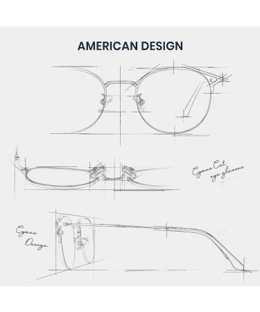 Cyxus Cateye Blue Light Blocking Computer Eyeglasses - Anti Headache Eyestrain Solution for Women, Men, and Kids - Black Gold Frame - Buy Online on GoSupps.com