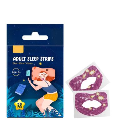 Sleep Mouth Tape 30 Pcs Mouth Shape Anti-Suffocation Design Mouth Tape Stretchable Mouth Sleep Aid Help Nose Breathing Gently Reducing Mouth Breathing Pink (65mm*45mm)