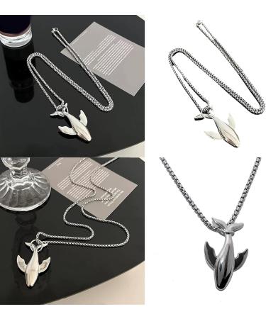 OralGos Stainless Steel Whale Pendant Necklace - Elegant Men's Sweater Chain & Stylish Long Necklace - Buy Online on GoSupps.com