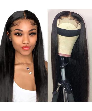 LONG YAO Lace Front Wigs Human Hair Straight 4x4 Lace Closure Wigs Human Hair Wigs for Black Women Human Hair Pre Plucked with Baby Hair Brazilian Straight Lace Front Wigs Human Hair 9A Natural Black (16 Inch, Straight 4x4…