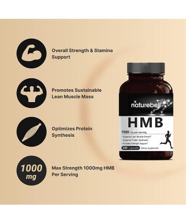 NatureBell HMB Capsules 1000mg - 180 Count | Supports Lean Muscle Mass | Premium Non-GMO HMB Supplements - Buy Online on GoSupps.com