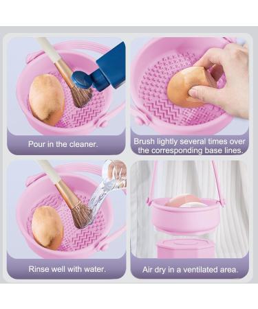 KASESSS 3 in 1 Makeup Brush Cleaner Silicone Makeup Brushes Cleaner Make Up Brush Cleaner Set Brush Cleaner with Handle Foldable Hanging Drying Cleaning Bowl to Dry Makeup Sponge Powder Puff Brush - Buy Online on GoSupps.com