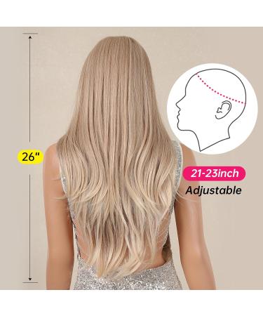 Allbell Strawberry Blonde Long Wavy Wig for Women | Heat-Resistant Synthetic Hair for Daily Wedding & Cosplay Use - Buy Online on GoSupps.com