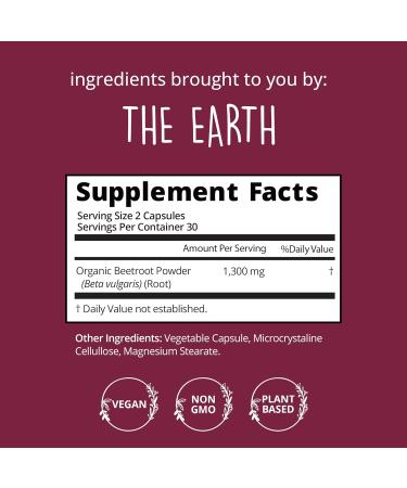 Organic Beet Root Capsules 1300mg - Blood Pressure Support & Nitric Oxide Supplement | Antioxidant & Brain Food | Vegan 60 Ct - Superfood for Better Circulation - Buy Online on GoSupps.com