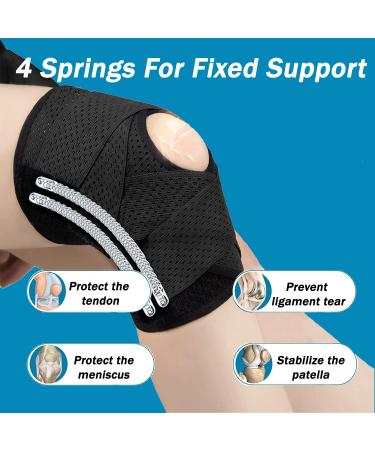 Nellhomy Professional Knee Brace with Patella Gel Pads - XL Black Support for Meniscus Tear & Knee Pain Relief - Buy Online on GoSupps.com