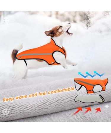 Slowton Winter Dog Jacket - Soft Flannel Waterproof & Windproof Coat with Adjustable Fit & Reflective Stripes for Extra Warmth | Orange - Buy Online on GoSupps.com