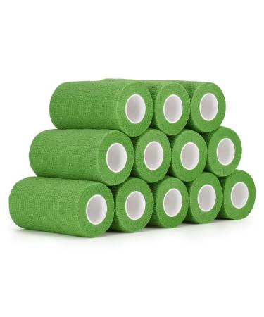 12 Roll Self -adhesive bandage 10cm of cohesive bandage self -adhering adhesive bandage combined elastic bandage for fingers hand cohesive bandage fixing association pet vet wrap for horse dog bandages (green)
