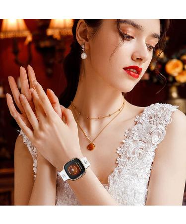 YAXIN 3 Pack Slim Sport Bands for Fitbit Sense/Versa 3 - Soft Silicone Lace Replacement Wristbands for Women in Black/White/Pink Sand - Buy Online on GoSupps.com