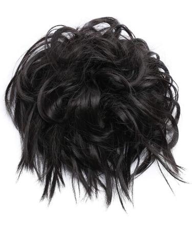 Dark Brown Synthetic Messy Hair Bun Chignon Extension - Wavy Donut Updo Scrunchy Curly Hairpiece - Buy Online on GoSupps.com
