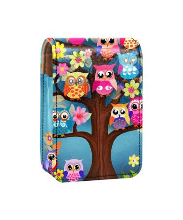 Lipstick Case Leather Lip Gloss Lipstick Organizer with Mirror Mini Lipstick Holder Bag Cartoon Eagle Cartoon Owl E933p4taeo