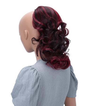 CAISHA 30cm Hairpiece Mia Braid Hair Extension with Cord Closure Voluminous Wavy Black Red Mix PH223