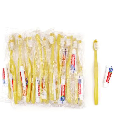 Buy Tedule Disposable Toothbrushes with Toothpaste - 150 Individually Packaged Yellow Brushes for Hotels Families and Nursing Homes - Buy Online on GoSupps.com