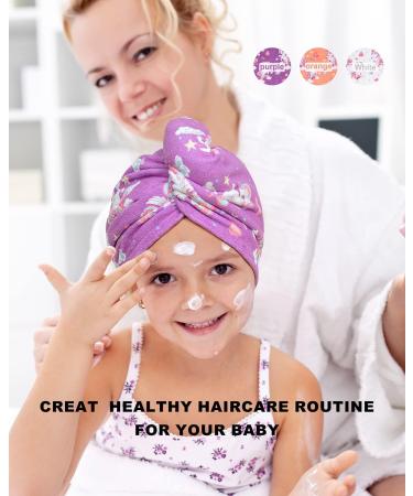 Meetrue Unicorn Hair Turban for Girls - 3 Pack Microfiber Fast-Dry Towels (Purple Orange White) - Super Absorbent Kids' Towel (Ages 3-5) - Buy Online on GoSupps.com