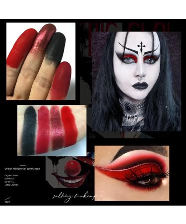 Black Red Eyeshadow Palette Goth Clown Halloween Makeup White Silver Glitter Metallic Red Black Eyeshadow Palette Highly Pigmented Joker Vampire Christmas True Red Smoky Eye Makeup Vegan Cruelty free White Black Red - Buy Online on GoSupps.com