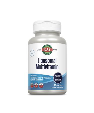KAL Liposomal Multivitamin - High Potency Liposomal Vitamin C D-3 and More - Men and Women Multivitamin for Cardiovascular and Nervous System Support - 30 Servings 60 VegCaps