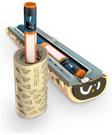 Penguin Insulin Cooler Travel Case - Reusable Temperature-Controlled Diabetic Insulin Pen Cooling Case - Keeps Diabetes Medicine Insulin Cold for 24 Hours. Aluminum Carry Case for Diabetic Pen, Gold