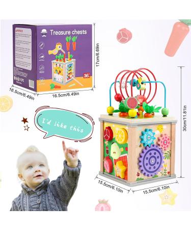 7-in-1 Wooden Montessori Motor Cube - Activity Center for Babies 1 Year & Up | Best Educational Wooden Toys for Kids - Buy Online on GoSupps.com