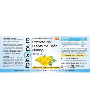 Fair & Pure - Dandelion extract 500 mg dandelion root - vegan - 10 times concentrated - 120 capsules - Buy Online on GoSupps.com