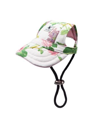 YAODHAOD Dog Baseball Cap Adjustable Dog Outdoor Sport Sun Protection Baseball Hat Pet Casual Cap Visor Sunbonnet with Ear Holes Summer Travel Sport Hat Outfit (Flowers M) Floral M (Pack of 1)