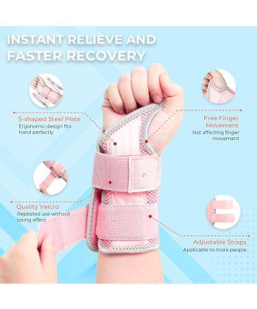 Breathable Carpal Tunnel Wrist Brace for Men & Women - Night Support with Adjustable Straps - Ideal for Tendonitis & Arthritis - Pink, S/M - Buy Online on GoSupps.com