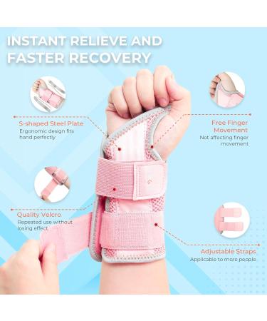 Buy Upgraded Carpal Tunnel Wrist Brace - Left Hand Pink S/M | Comfortable Hand Splint for Arthritis Tendonitis & Sprains - Perfect Fit for Men & Women - Buy Online on GoSupps.com