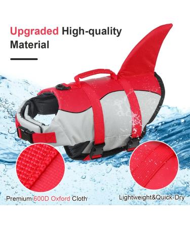 Emust Dog Chimney Shark - Swimming Vest for Small Medium & Large Dogs | Safety Vest with Rescue Handle for Pool & Beach | S Red - Buy Online on GoSupps.com