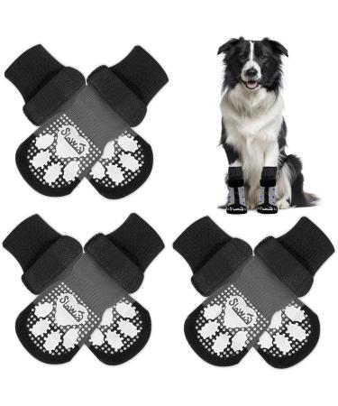 Eyein 3 pairs double-sided anti-slip socks for dogs soft dog socks Pfot protection with adjustable Velcro fastener for hardwood floors indoors black S S black (3 pairs) - Buy Online on GoSupps.com