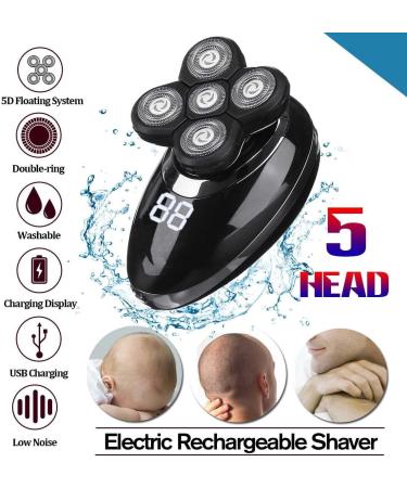 5-in-1 Rechargeable Head Shaver for Bald Men - Smart Electric Razor Beard & Nose Trimmer Facial Brush - Buy Online on GoSupps.com