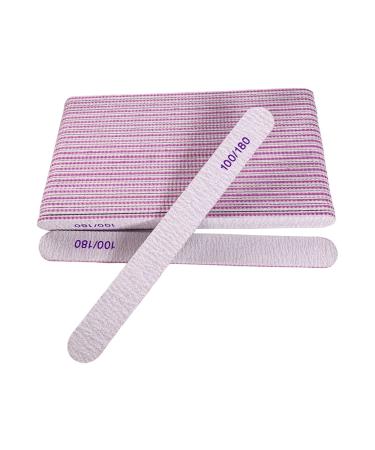 Nail File (25 Pcs)  Emery Board Nail Files for Natural Nails and Acrylic Nails  Double Sided 100/180 Grit for Fingernail  Professional Reusable Washable Emery Board Manicure Pedicure Tool Gray