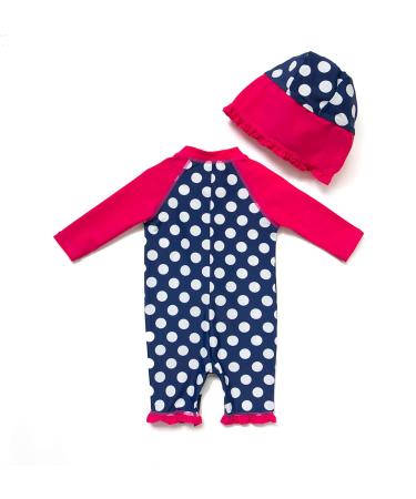 Bonverano Baby Girls UPF 50+ Sunsuit with Sun Cap - Rose Red (9-12 Months) - Buy Online on GoSupps.com