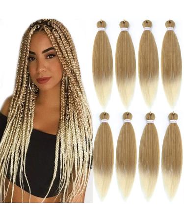 LDMY Pre-stretched Braiding Hair Extensions-8pcs/pack 27#/613# Ombre Braiding Hair Synthetic Kanekalon Hair for Braids 90g/pc - Buy Online on GoSupps.com