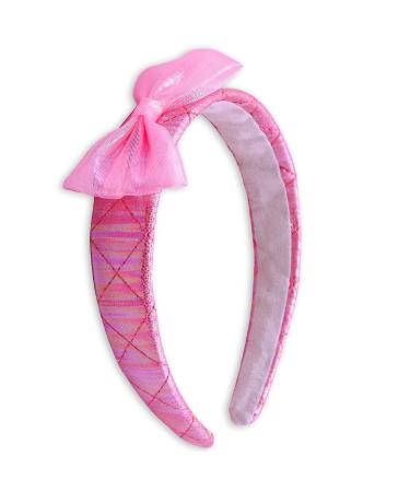FROG SAC Pink Bow Headband for Girls Iridescent Wide Head Band for Kids Hair Accessories Toddler Little Girl Hairband Cute Quilted Headbands for Toddlers