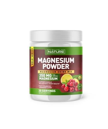 Built by Nature Magnesium Powder - Anti-Stress Drink Mix for Calm & Regularity - Magnesium Citrate Supplement - Relaxation Muscle & Heart Support - Cranberry Lemonade Flavor - 30 Servings