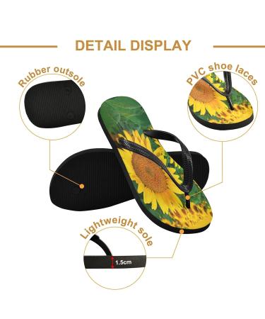 Mnsruu Floral Sunflower Flip Flops - XL Comfortable Footwear for Home Hotel Spa & Travel | Unisex Design - Buy Online on GoSupps.com