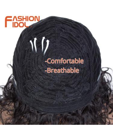 Fashion Idol 10 Bob Curly Human Hair Wig for Black Women - Short Deep Water Wavy Wig with Bangs, 150% Density, Ombre Auburn - 10 Inch | Brazilian Virgin Human Hair - Buy Online on GoSupps.com