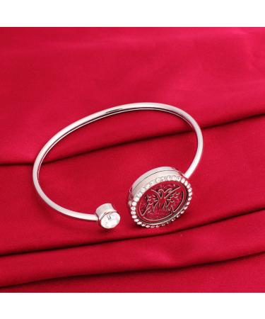 Healifty Crystal Aromatherapy Bracelet | Essential Oil Diffuser Cuff Bangle | Stainless Steel Butterfly Jewelry for Valentine's Day - Buy Online on GoSupps.com