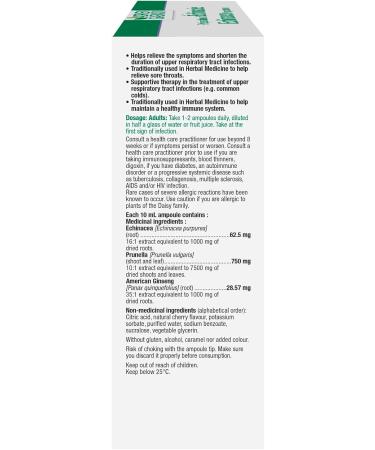 Adrien Gagnon - Echinacea Cold Relief Preparation 10 ml 15 Plastic Ampoules - Buy Online on GoSupps.com