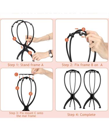High-Quality Portable Wig Stand Holder | 6 Stucco Plastic Wig Dryer & Display Holder - Movable & Durable Black Design - Buy Online on GoSupps.com