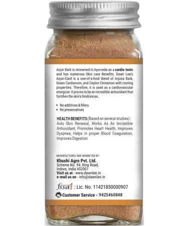 Arjun Card Ceylon Cinnamon and Cardamom Mix Arjun Card Powder 50 gm | Arjun Card Supports Healthy Heart Function Ayurvedic Tea-Green Cardamom- Bark - Buy Online on GoSupps.com