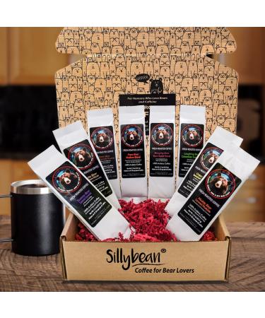 Sillybean Papa Bear Moma Bear Ground Coffee Sampler Gift Box | 8 Bear-Themed Flavors | Fresh Roasted Coffees for Coffee Lovers | Fun and Funny Labels - Buy Online on GoSupps.com