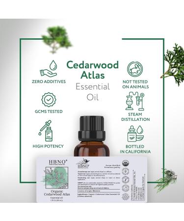 HBNO California Bottled Organic Cedarwood Essential Oil 1 fl oz (30ml) - USDA Certified Organic Cedarwood Essential Oil for Aromatherapy Soap Making DIY Fragrances Diffuser - Buy Online on GoSupps.com