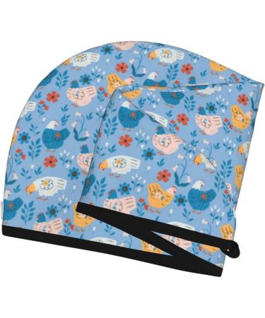 Hair Towel Wrap - Quick Drying Hair Turban with Button | Cute Chickens & Flowers Design - Buy Online on GoSupps.com