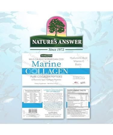 Nature's Answer Marine Collagen Liquid | Wild Caught Norweigen Cod | Pure Collagen Peptides with Hyaluronic Acid & Biotin | Supports Healthy Hair Skin Nails Bones & Joints | Gluten-Free 4.8oz - Buy Online on GoSupps.com