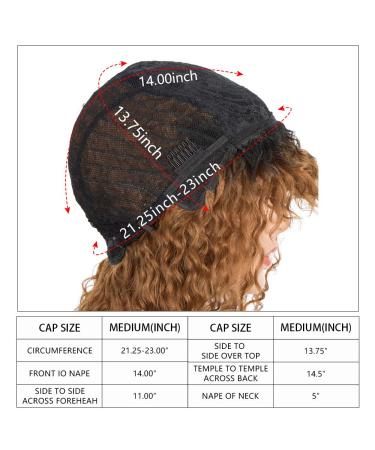 D but Short Curly Ombre Wig with Pony Curl Fringe - 12-Inch Human-Like Wig for Women (TT1B/C30) - Brown with Dark Root - 120g - Buy Online on GoSupps.com
