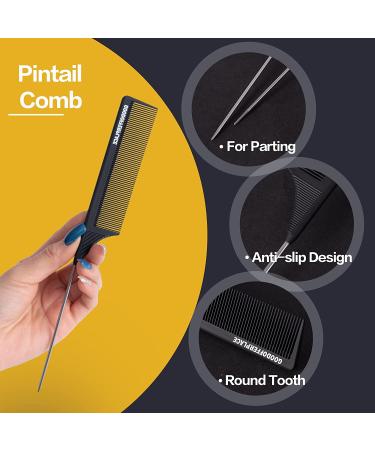 Goodofferplace 4PCS Hair Rat Tail Combs Set - Fine Tooth Metal Hair Pick for Women & Girls - Ideal for Curly Braiding & Styling - Detangling Comb (Black) - Buy Online on GoSupps.com
