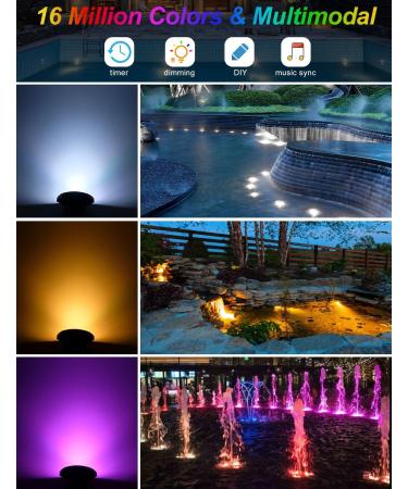 Natpow Underwater Pond Lighting with Bluetooth App - RGB Waterproof LED Lights for Garden & Patio | DIY Color Change with Remote Control (12 in 1) - Buy Online on GoSupps.com